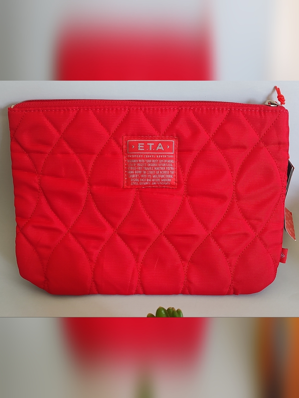 Cosmetic Pouch Quilted in Bright Red New